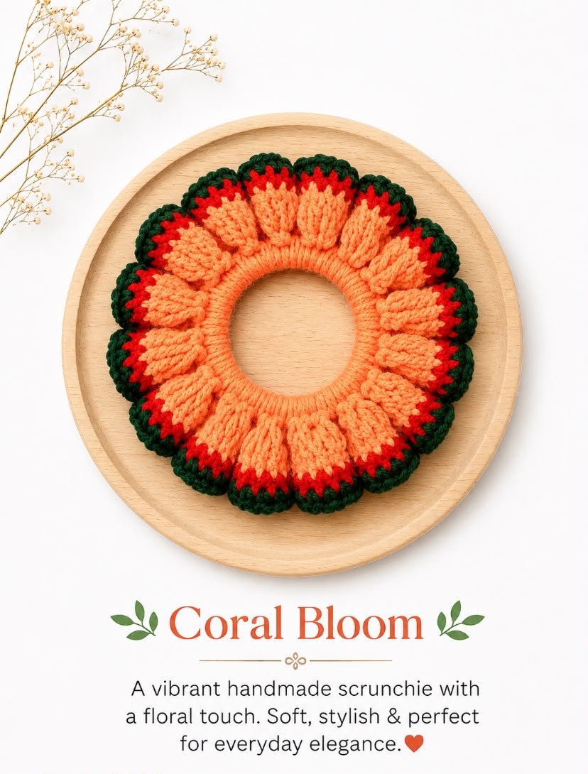 Coral Bloom Scrunchie 